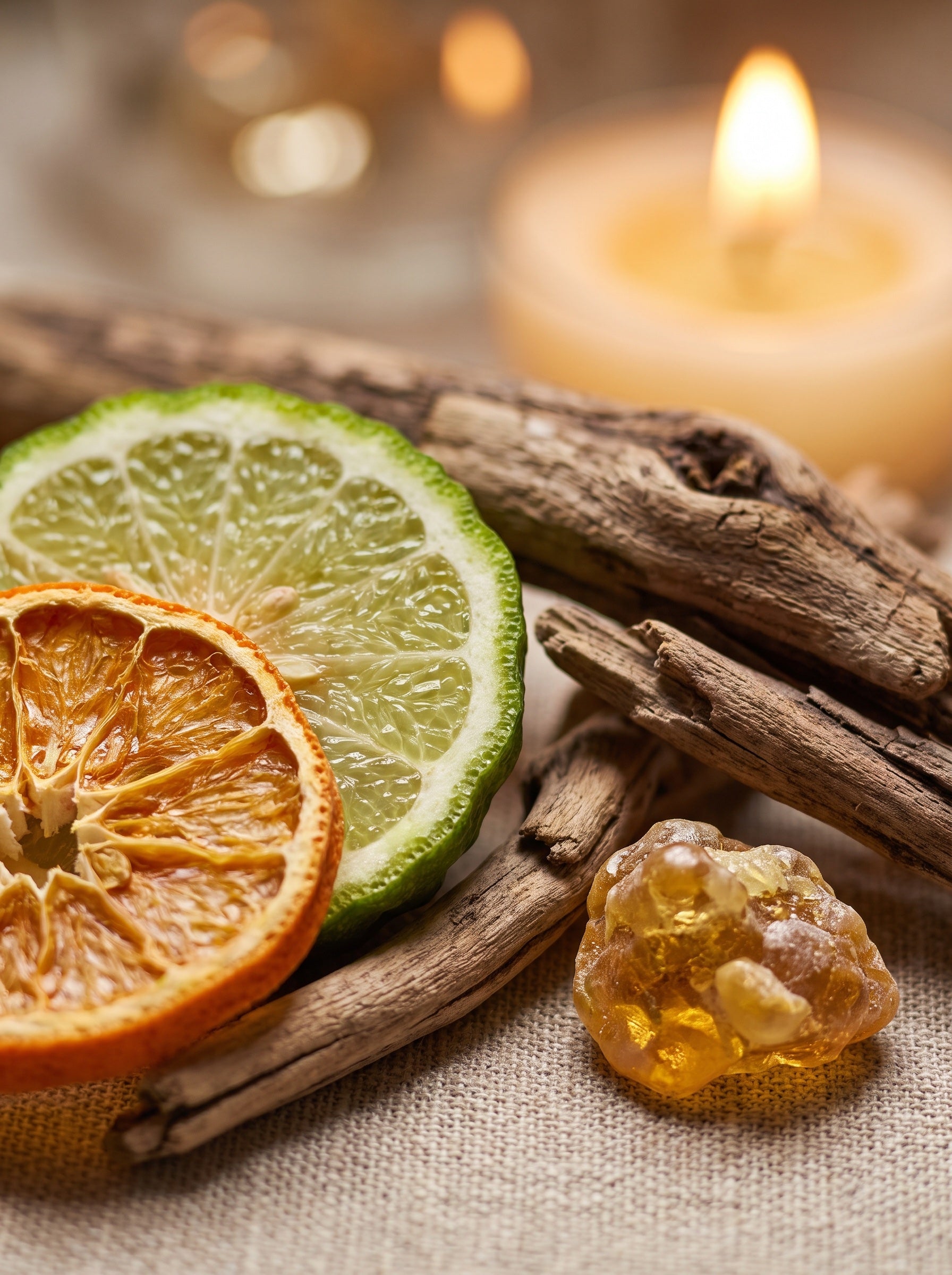 Bougie d'Ambiance – Acqua Forte — matières — Atelier Neroli