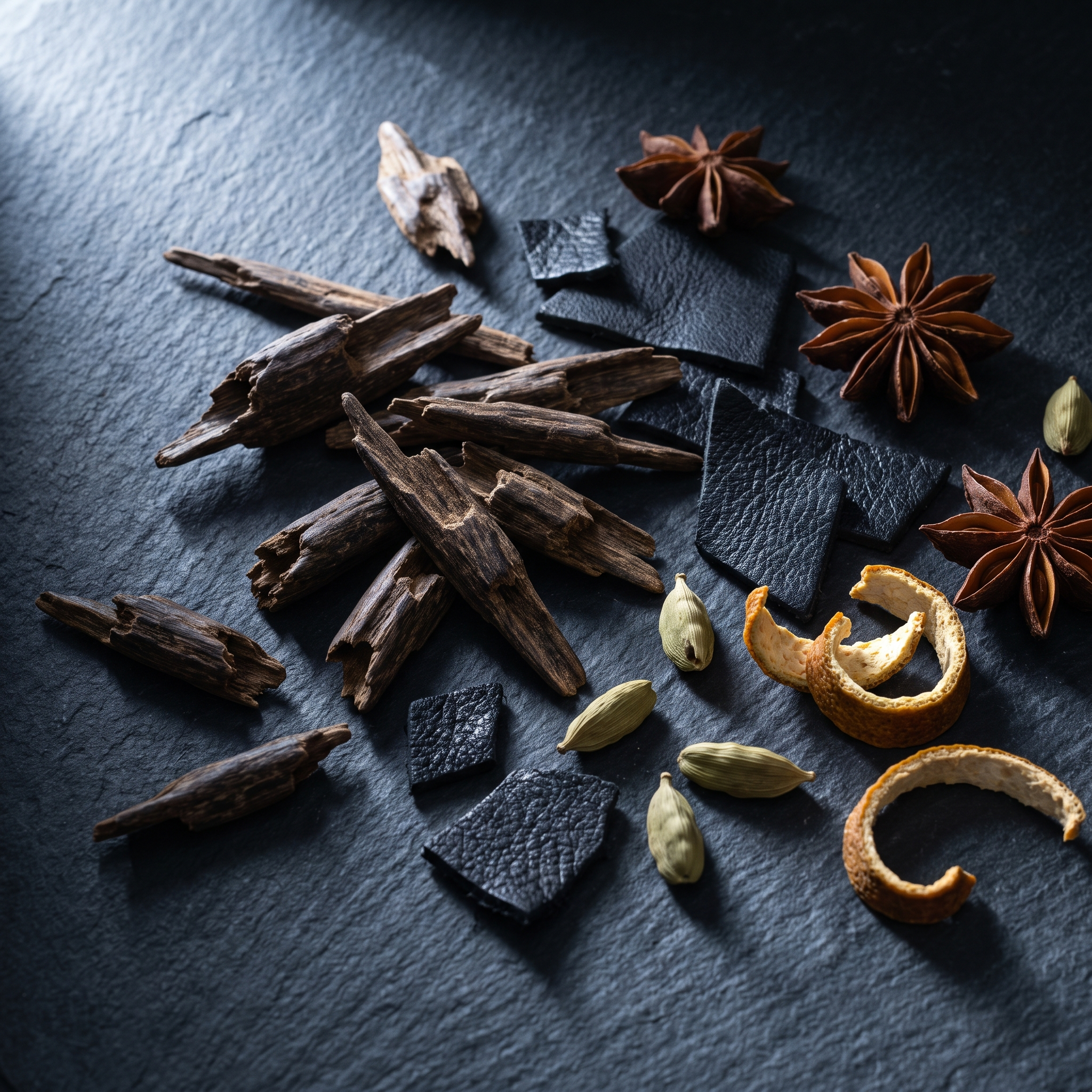 La Bête Bleue — matières premières, oud, cuir noir et anis étoilé