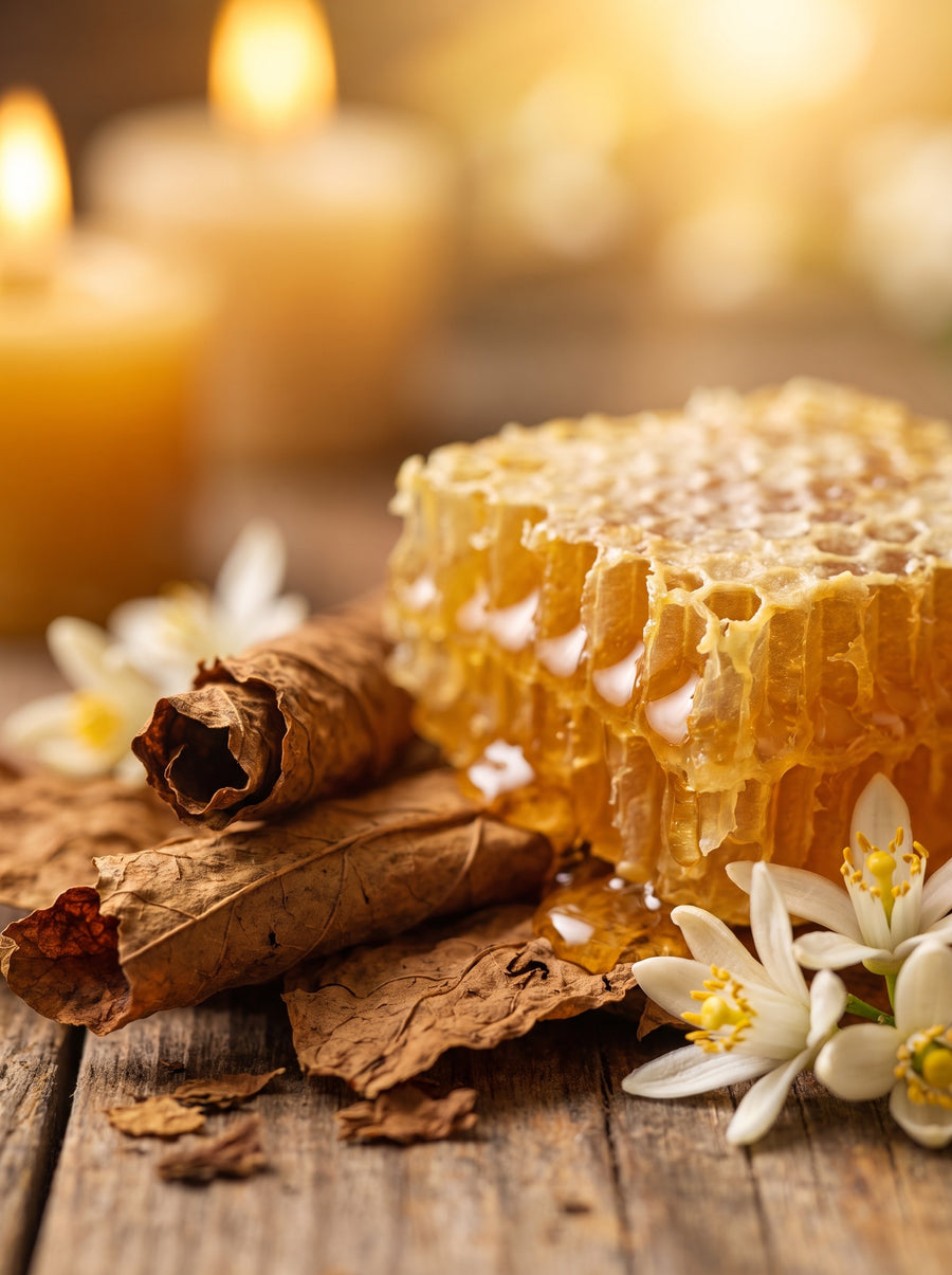 Bougie d'Ambiance – Miel Impérial — matières 2 — Atelier Neroli