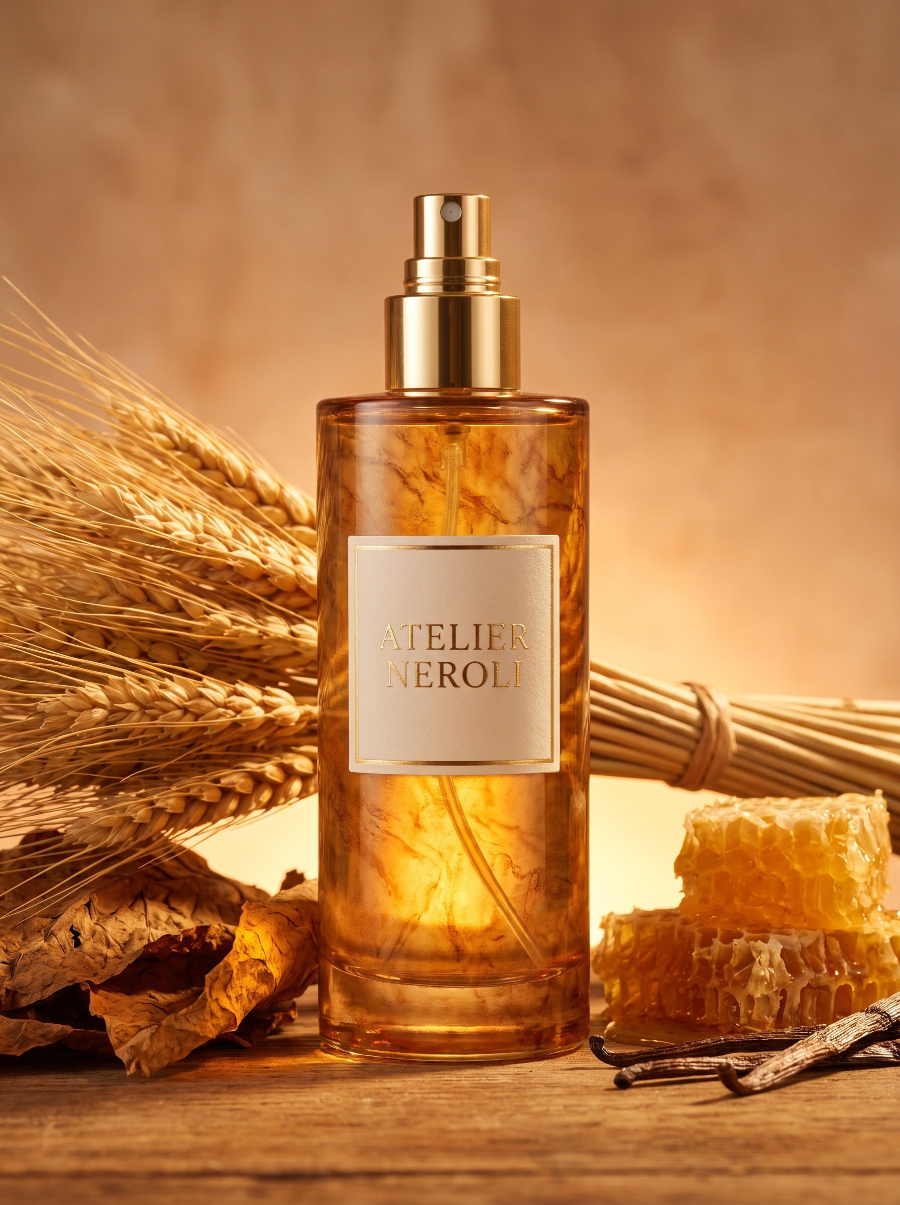 Vaporisateur d'Ambiance Miel Impérial — flacon sur marbre — Atelier Neroli