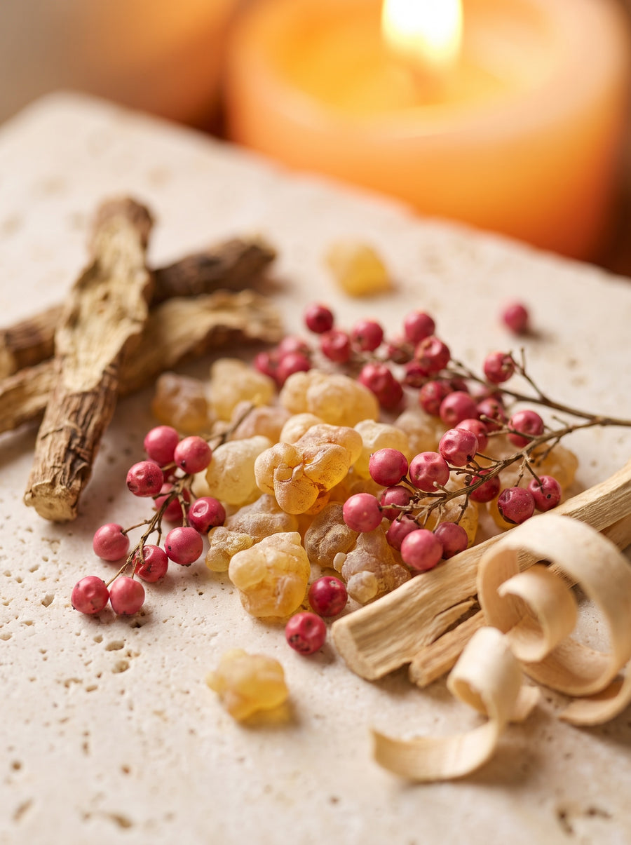 Bougie d'Ambiance – Songe d'Argent — matières — Atelier Neroli