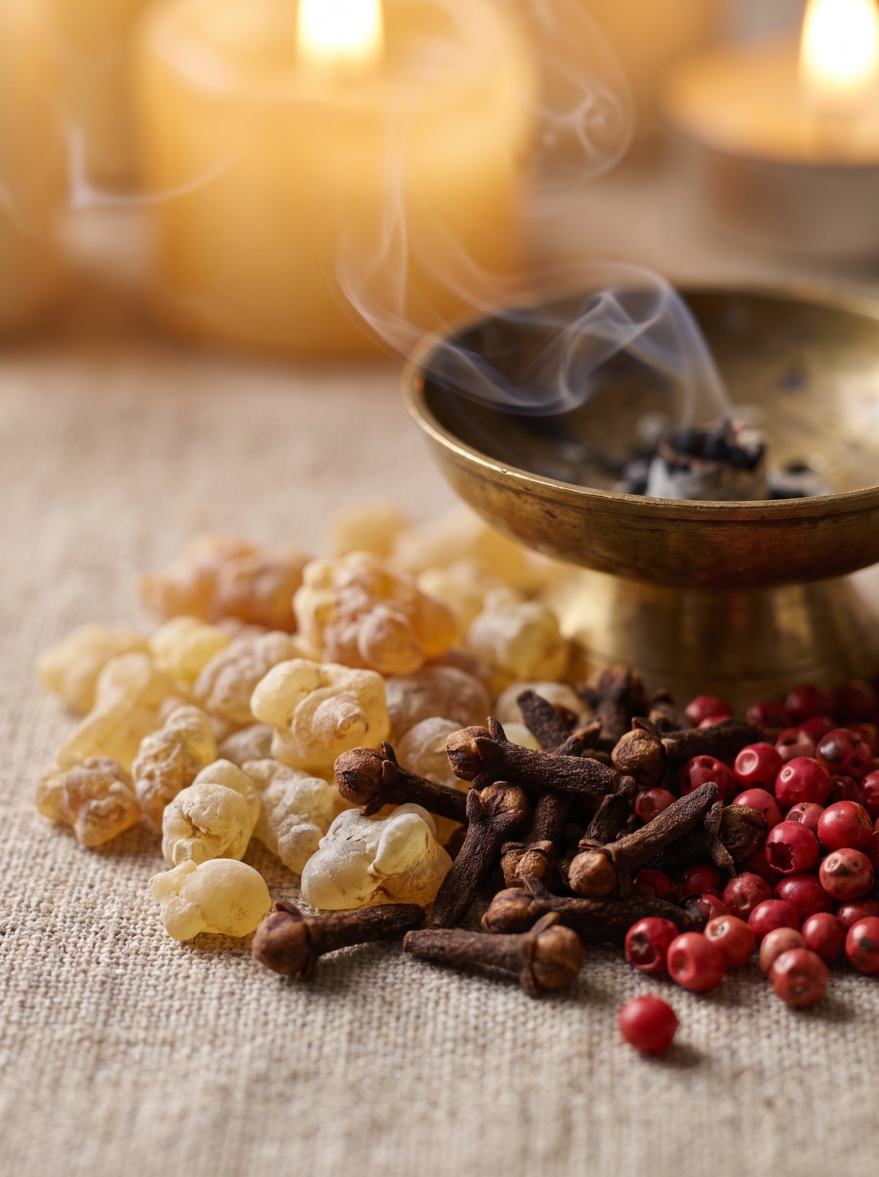 Bougie d'Ambiance – Aura de Pouvoir — matières — Atelier Neroli
