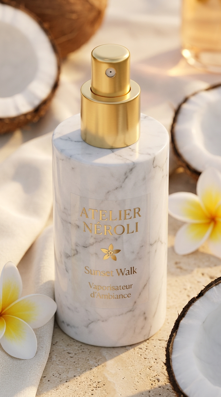Vaporisateur d'ambiance Sunset Walk, vue trois-quarts, coco