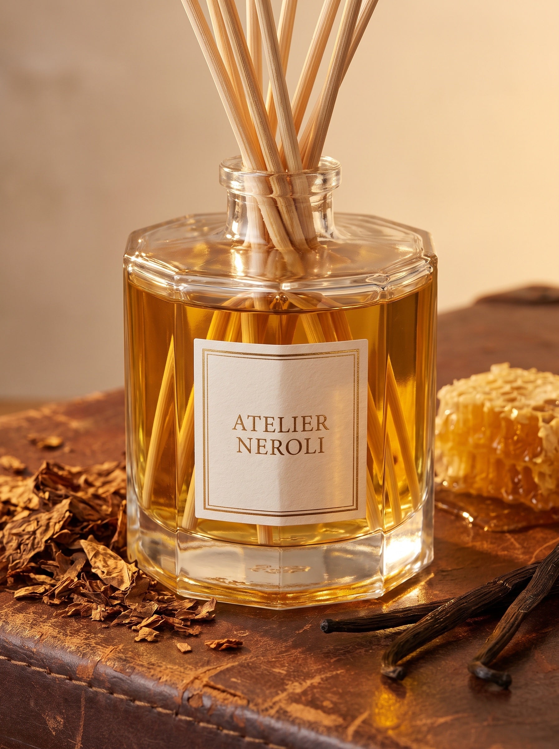 Diffuseur d'Ambiance Miel Impérial — flacon avec bâtonnets — Atelier Neroli