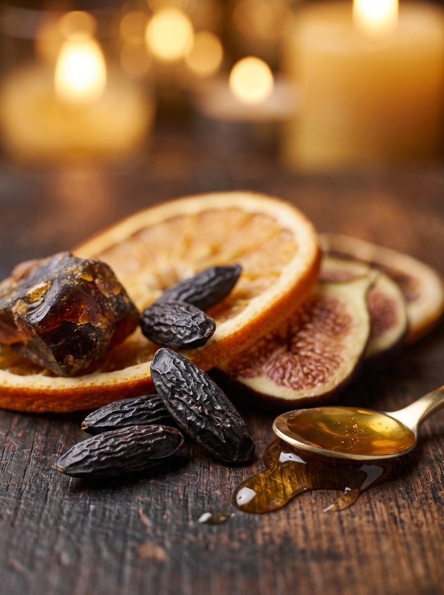 Bougie d'Ambiance – Miel Impérial — matières — Atelier Neroli